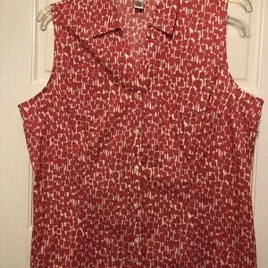 G.H. Bass & Co. Coral and White Printed Blouse